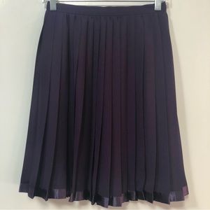 Vintage Liz Claiborne accordion pleat skirt size 6P plum color satin ribbon hem